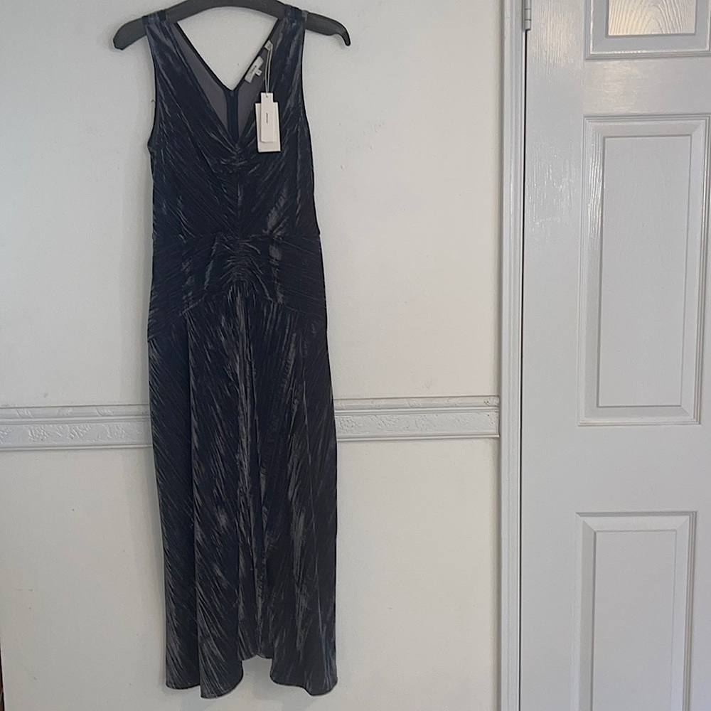 Vince. Blue, Crushed Velvet, MIDI Dress size 4